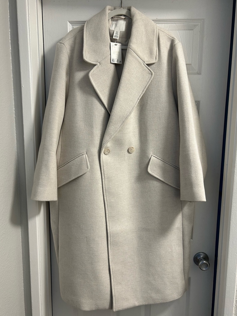 H&M Women’s Double-Breasted Coat - Cream